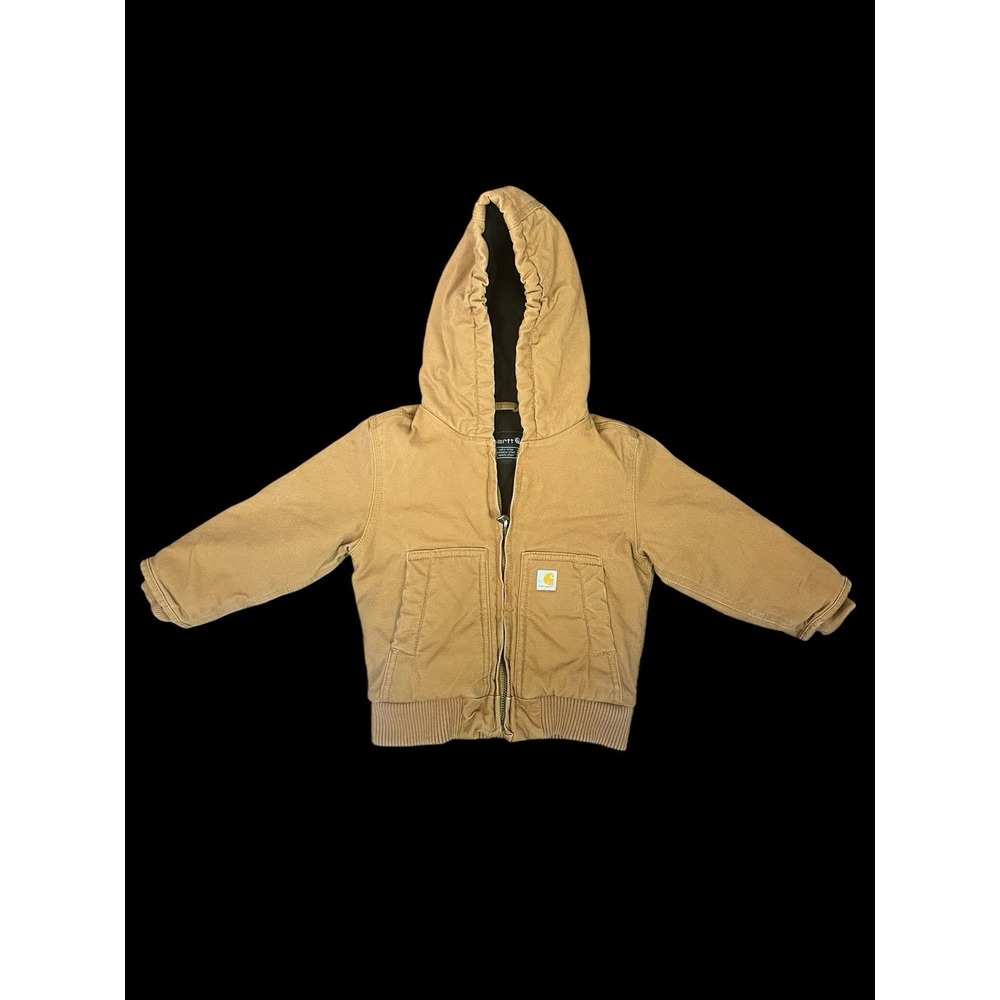 Carhartt Jacket Boys 2T Toddler Brown Insulated Duck Canvas Hooded Cowboy